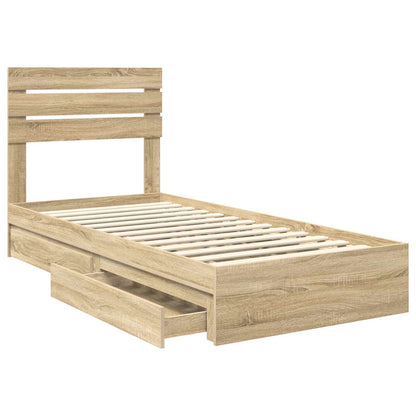 Storage Bed with Drawer Sonoma Oak 100 x 200 cm Engineered Wood