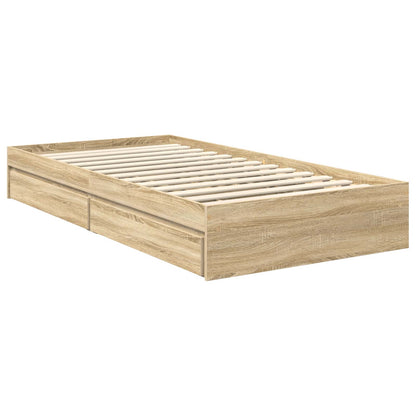 Storage Bed with Drawer Sonoma Oak 100 x 200 cm Engineered Wood