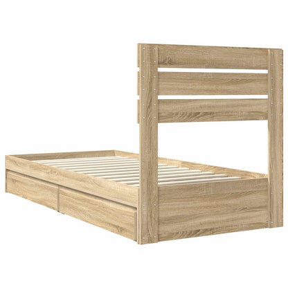 Storage Bed with Drawer Sonoma Oak 100 x 200 cm Engineered Wood