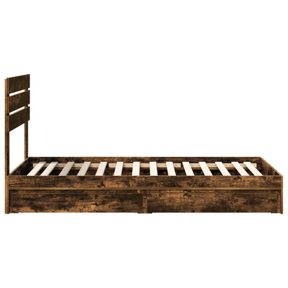 Storage Bed with Drawer Smoked Oak 100 x 200 cm Engineered Wood
