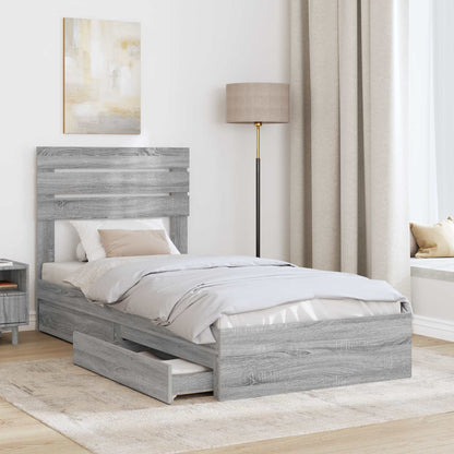 Storage Bed Grey Sonoma 100 x 200 cm Engineered Wood