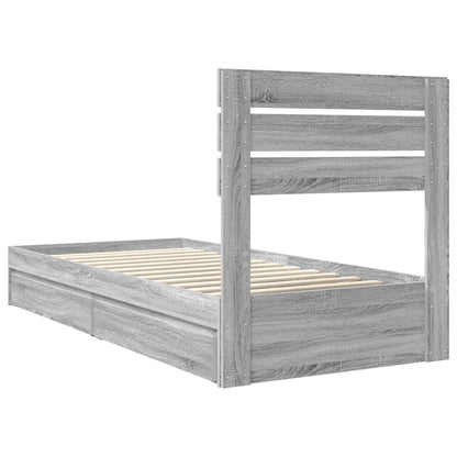 Storage Bed Grey Sonoma 100 x 200 cm Engineered Wood