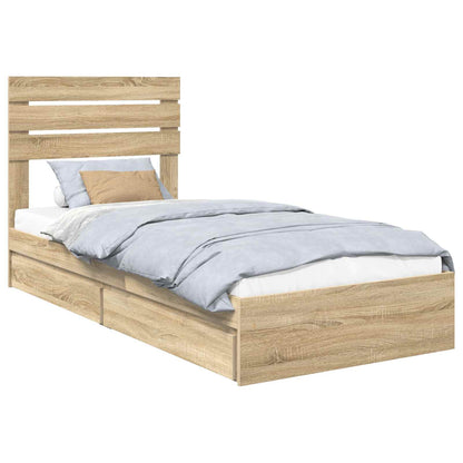 Storage Bed with Drawer Sonoma Oak 90 x 200 cm Engineered Wood