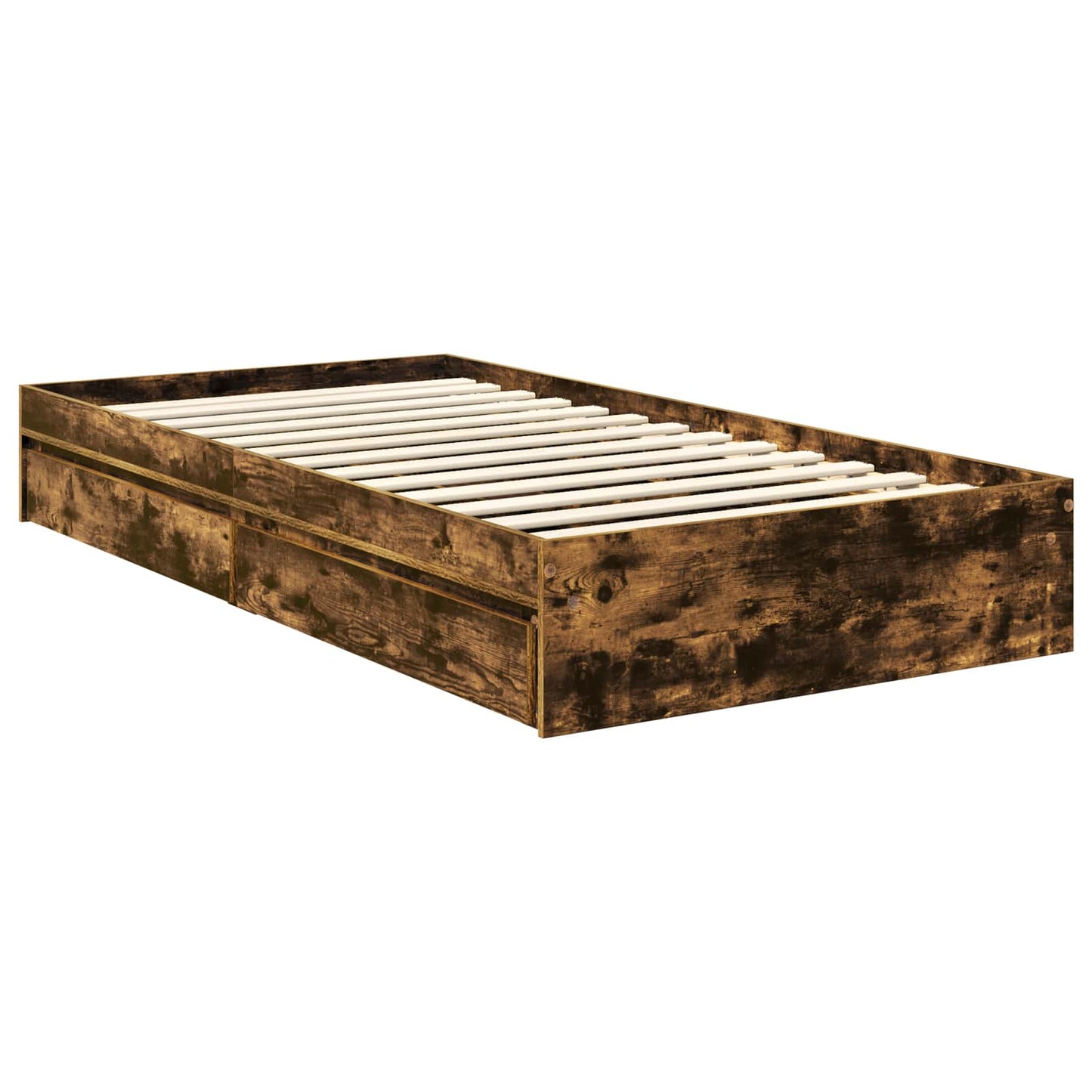 Storage Bed with Drawer Smoked Oak 90 x 200 cm Engineered Wood