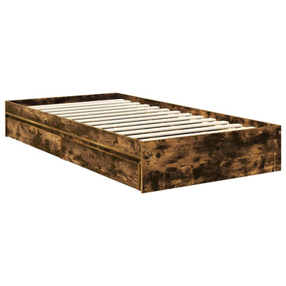 Storage Bed with Drawer Smoked Oak 90 x 200 cm Engineered Wood