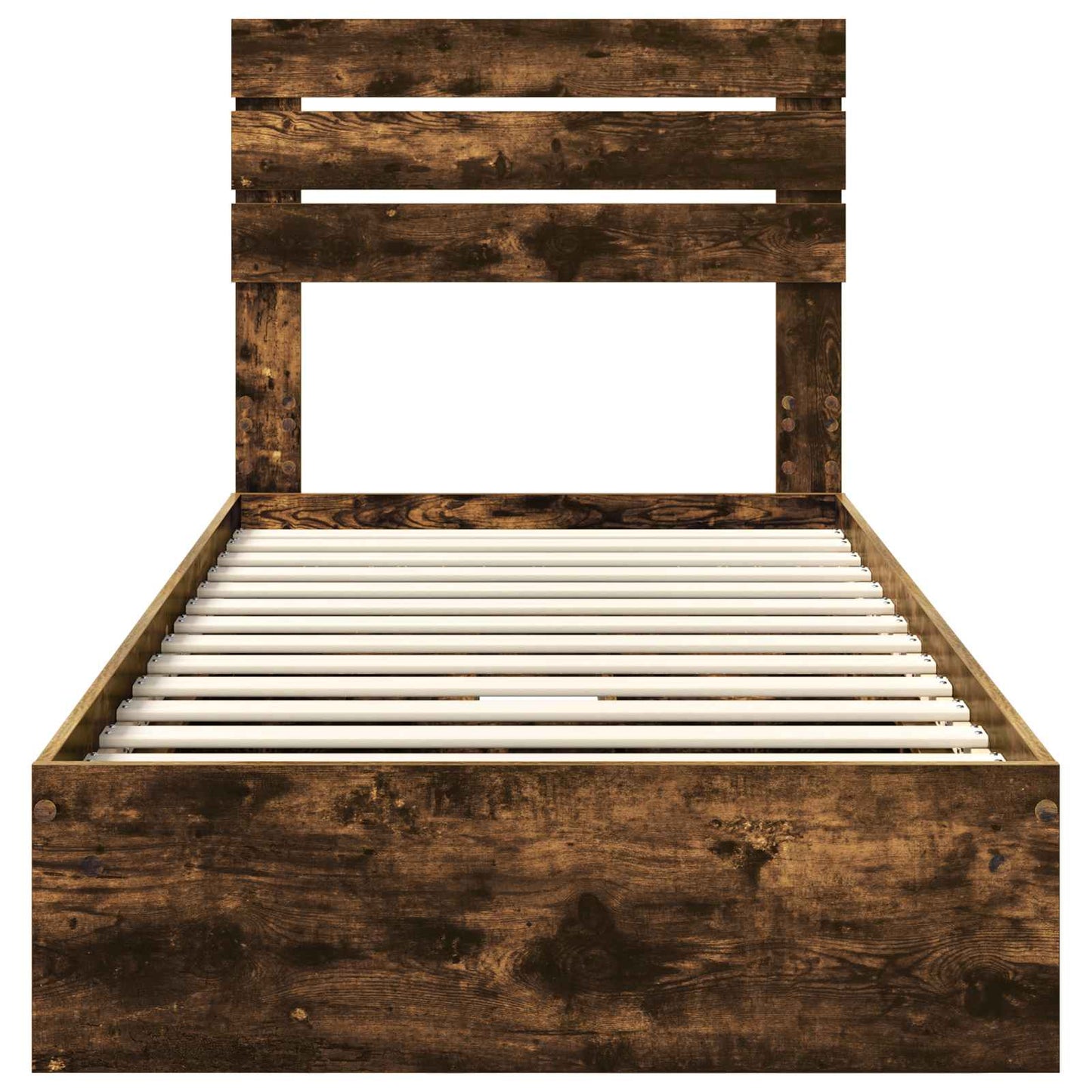 Storage Bed with Drawer Smoked Oak 90 x 200 cm Engineered Wood