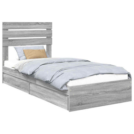 Storage Bed with Drawer Grey Sonoma 90 x 200 cm Engineered Wood