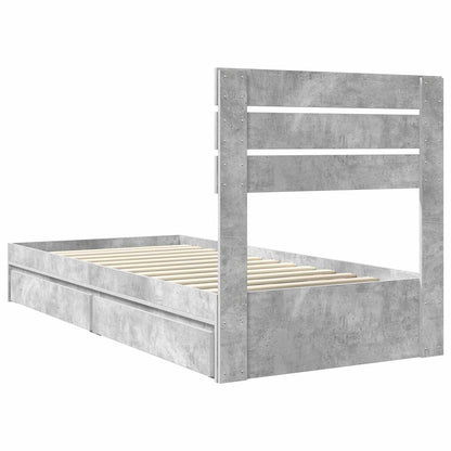 Storage Bed Concrete Grey 90 x 190 cm Engineered Wood