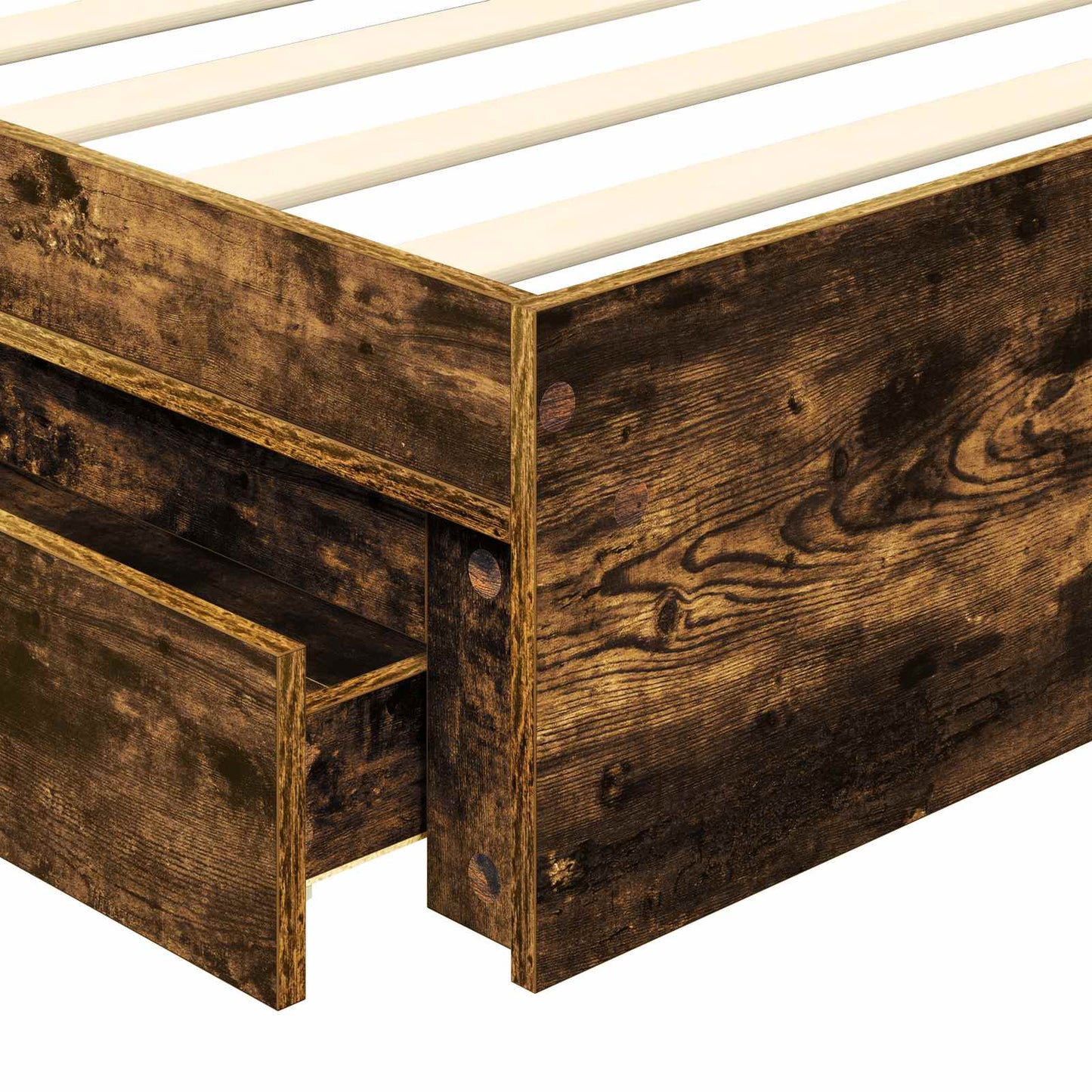 Storage Bed with Drawer Smoked Oak 90 x 190 cm Engineered Wood