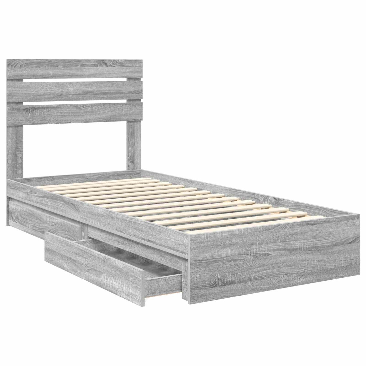 Storage Bed with Drawer Grey Sonoma 90 x 190 cm Engineered Wood