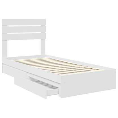 Storage Bed with Headboard White 75 x 190 cm Engineered Wood
