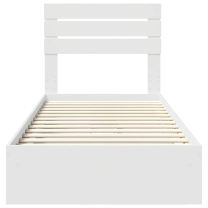 Storage Bed with Headboard White 75 x 190 cm Engineered Wood