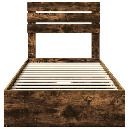 Storage Bed with Drawer Smoked Oak 75 x 190 cm Engineered Wood