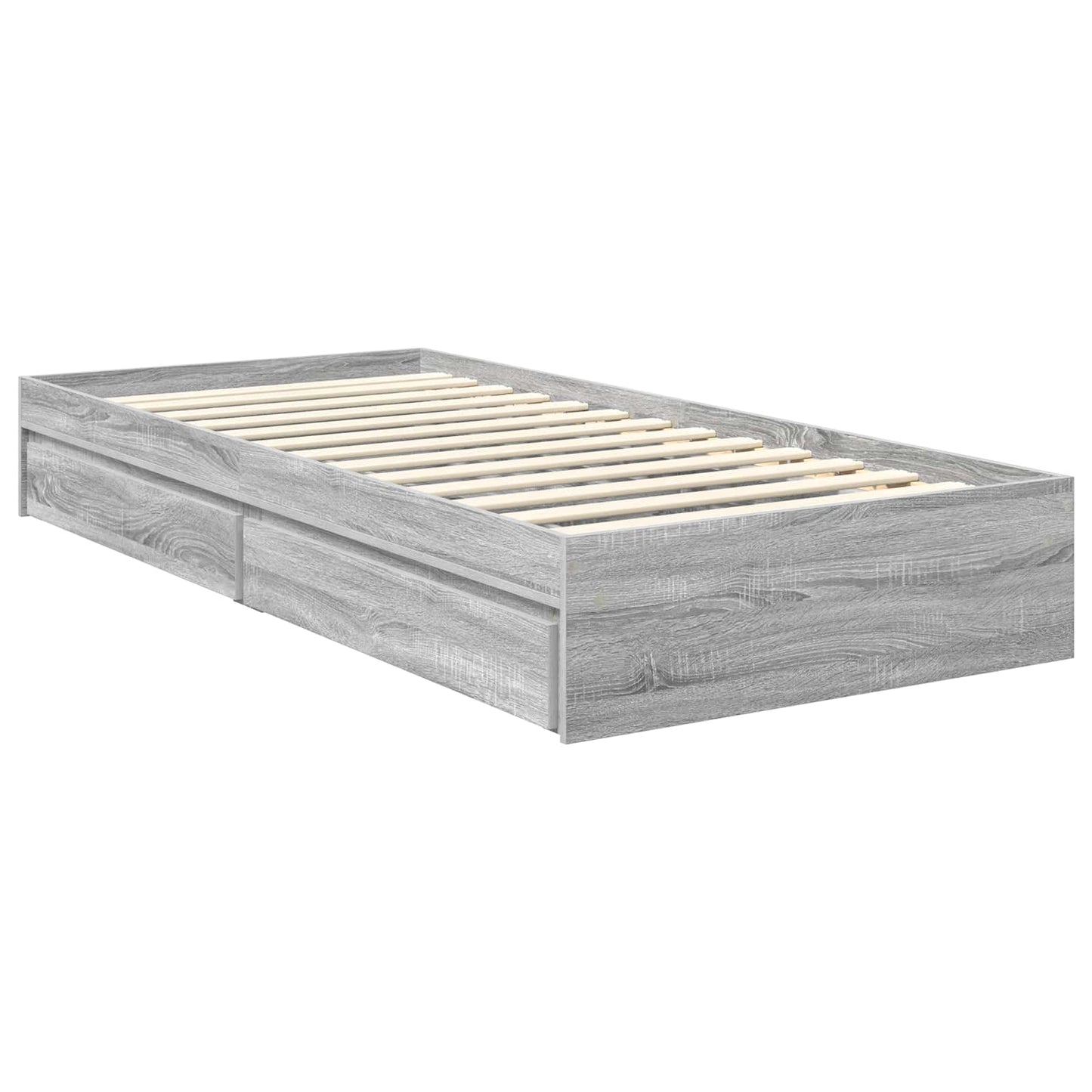 Storage Bed with Drawer Grey Sonoma 75 x 190 cm Engineered Wood