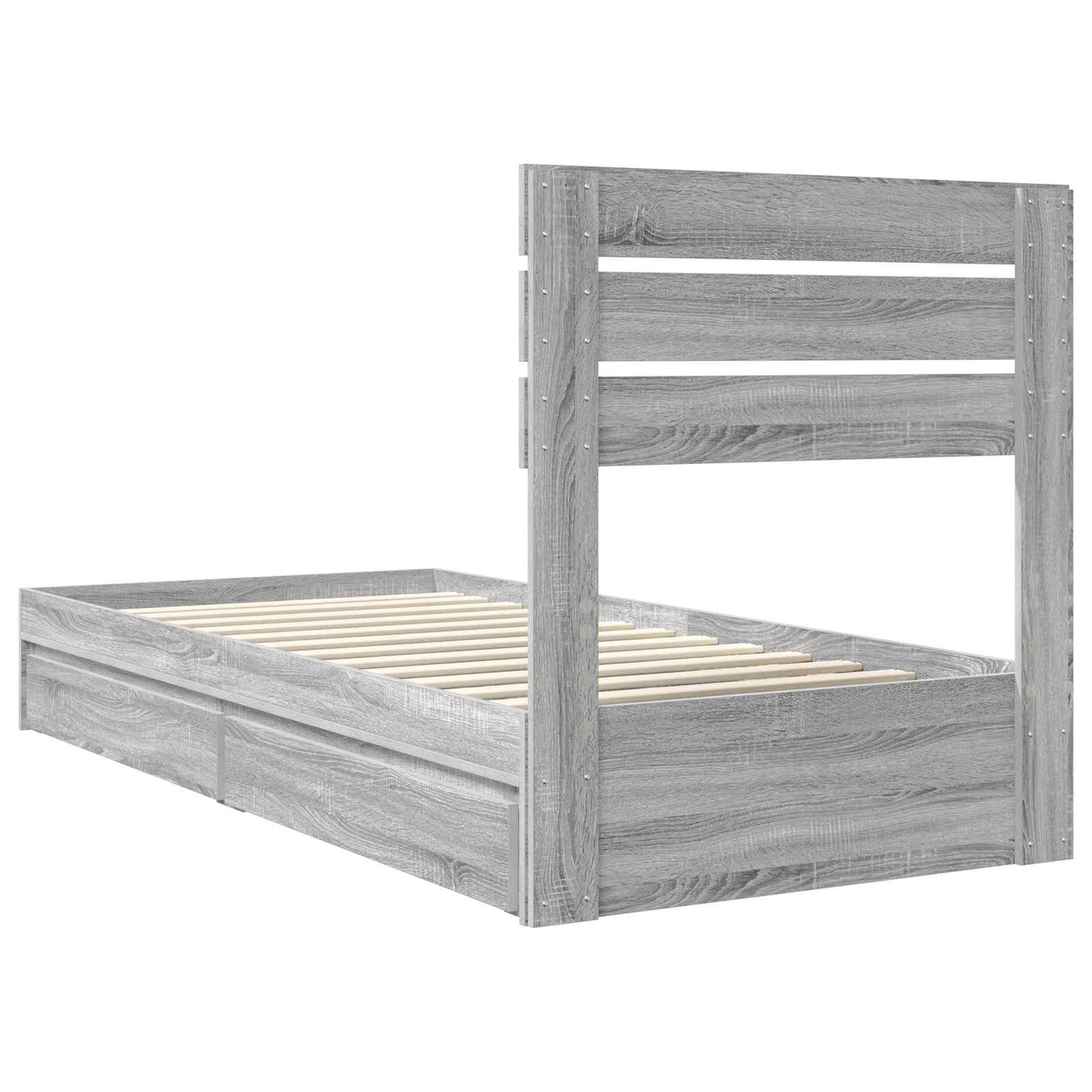 Storage Bed with Drawer Grey Sonoma 75 x 190 cm Engineered Wood