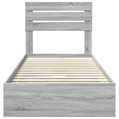 Storage Bed with Drawer Grey Sonoma 75 x 190 cm Engineered Wood