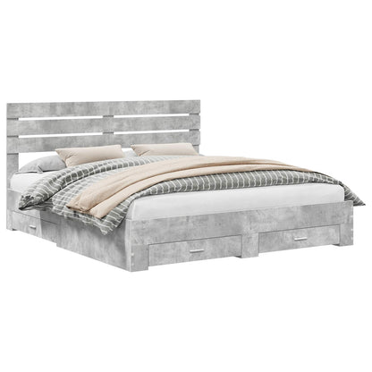 Bed Frame with Drawer with Headboard Manual Engineered Wood