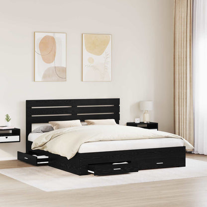 Bed Frame with Drawer with Headboard Manual Engineered Wood