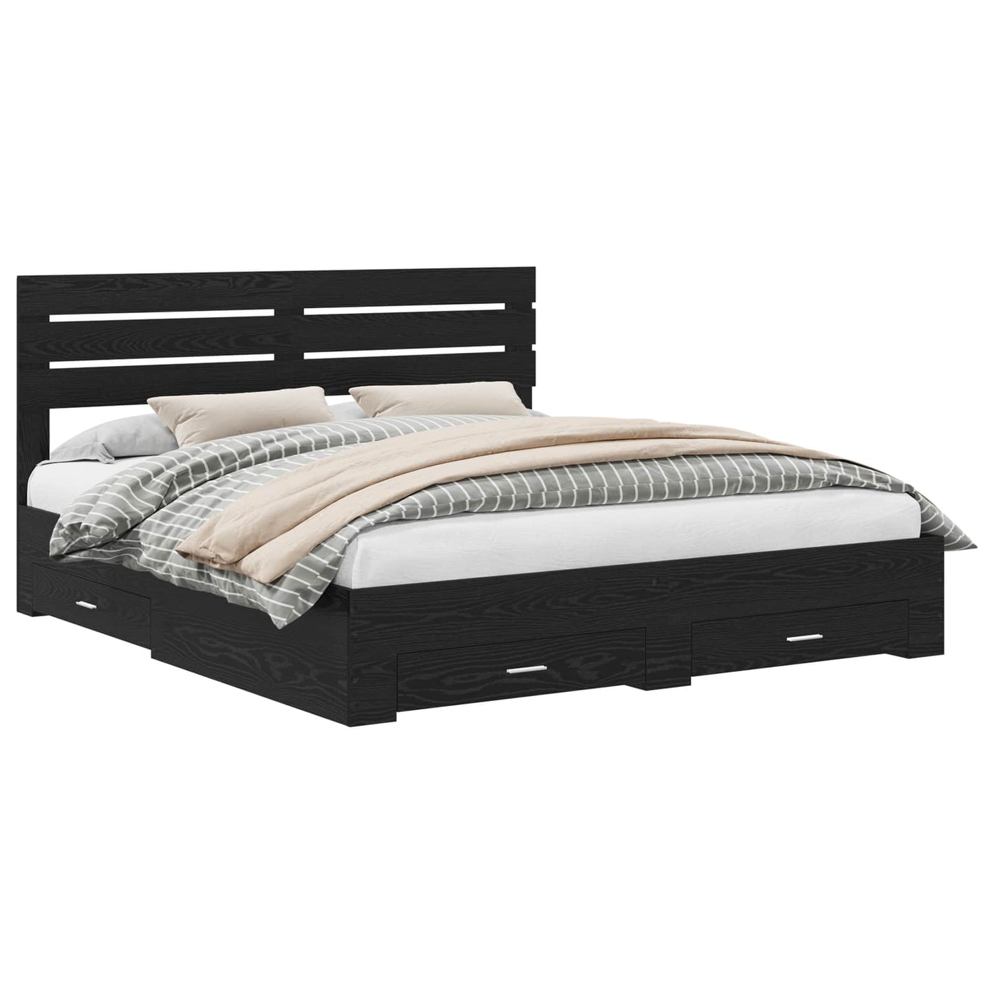 Bed Frame with Drawer with Headboard Manual Engineered Wood