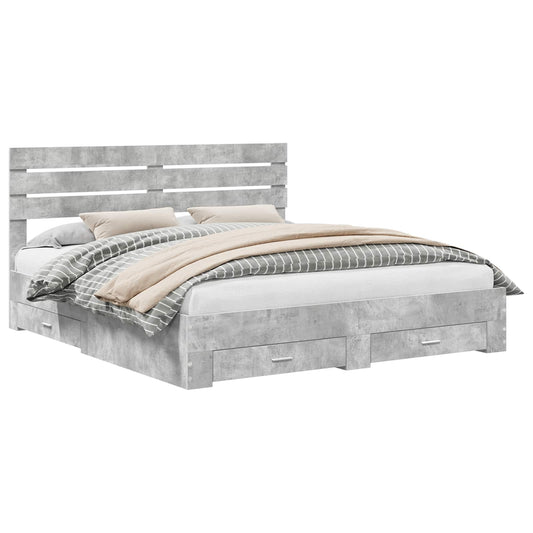 Bed Frame Concrete Grey 180 x 200 cm Engineered Wood