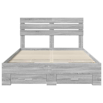 Bed Frame with Drawer Grey Sonoma 160 x 200 cm Engineered Wood