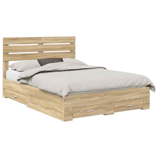 Bed Frame with Drawer Sonoma Oak 150 x 200 cm Engineered Wood