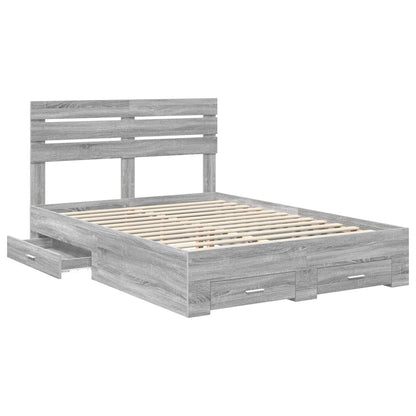 Bed Frame with Drawer Grey Sonoma 140 x 200 cm Engineered Wood