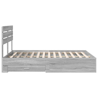 Bed Frame with Drawer Grey Sonoma 140 x 200 cm Engineered Wood