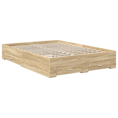 Bed Frame with Drawer with Headboard Manual Engineered Wood