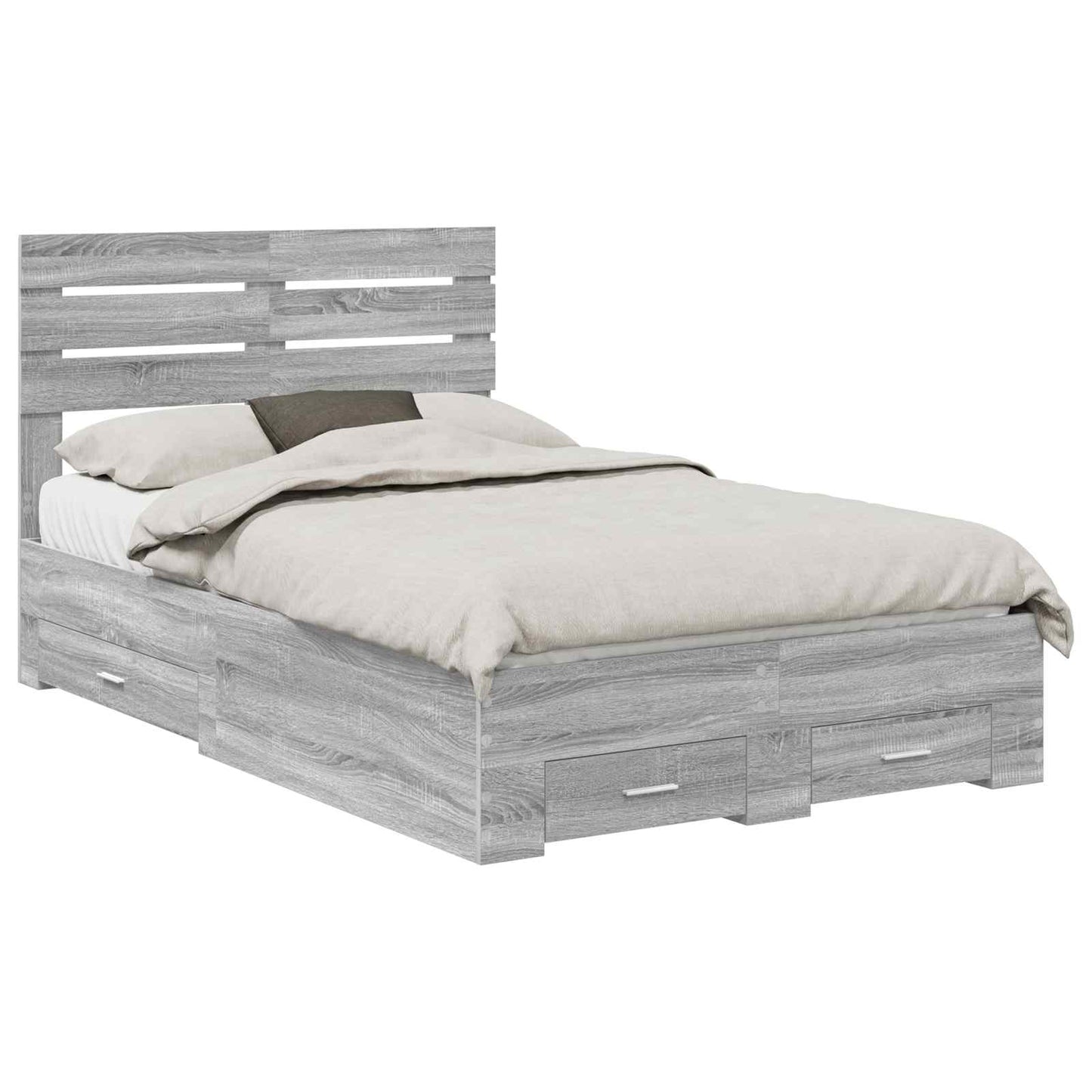 Bed Frame with Drawer Grey Sonoma 135 x 190 cm Engineered Wood