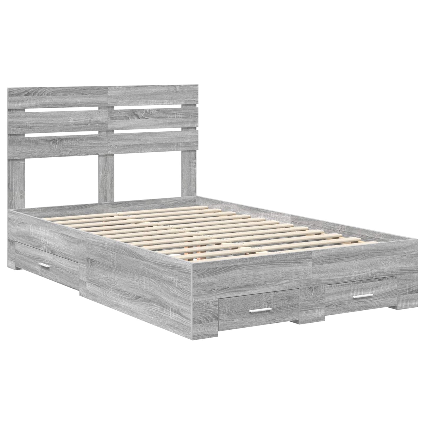 Bed Frame with Drawer Grey Sonoma 135 x 190 cm Engineered Wood