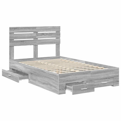 Bed Frame with Drawer Grey Sonoma 135 x 190 cm Engineered Wood