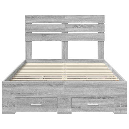 Bed Frame with Drawer Grey Sonoma 135 x 190 cm Engineered Wood