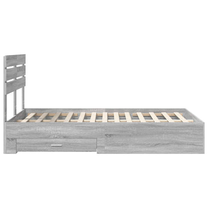Bed Frame with Drawer Grey Sonoma 135 x 190 cm Engineered Wood