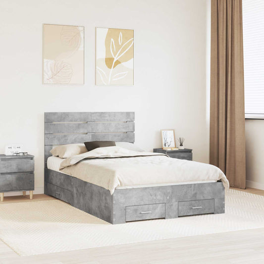 Bed Frame Concrete Grey 120 x 200 cm Engineered Wood