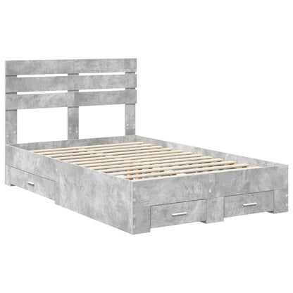 Bed Frame Concrete Grey 120 x 190 cm Engineered Wood