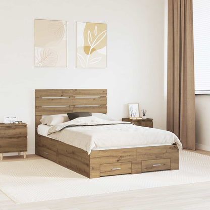 Bed Frame with Drawer Artisan Oak 120 x 190 cm Engineered Wood