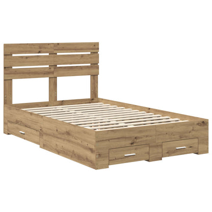 Bed Frame with Drawer Artisan Oak 120 x 190 cm Engineered Wood