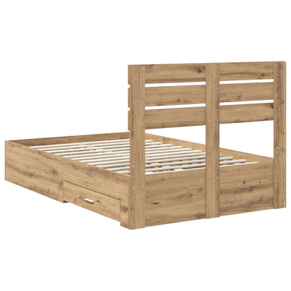 Bed Frame with Drawer Artisan Oak 120 x 190 cm Engineered Wood