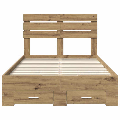 Bed Frame with Drawer Artisan Oak 120 x 190 cm Engineered Wood