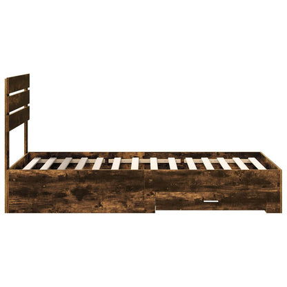 Bed Frame with Drawer Smoked Oak 100 x 200 cm Engineered Wood