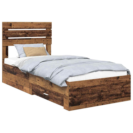 Bed Frame with Drawer Old Wood 100 x 200 cm Engineered Wood