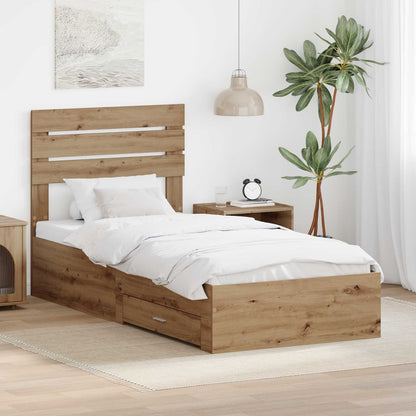 Bed Frame with Drawer Artisan Oak 100 x 200 cm Engineered Wood