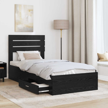 Bed Frame with Headboard Black Oak 90 x 200 cm Engineered Wood