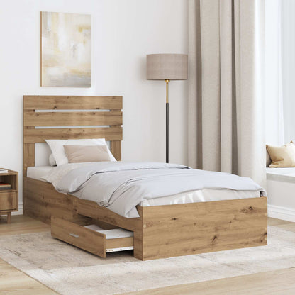 Bed Frame with Drawer Artisan Oak 90 x 200 cm Engineered Wood