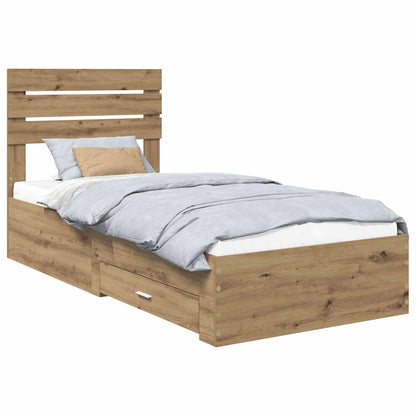 Bed Frame with Drawer Artisan Oak 90 x 200 cm Engineered Wood