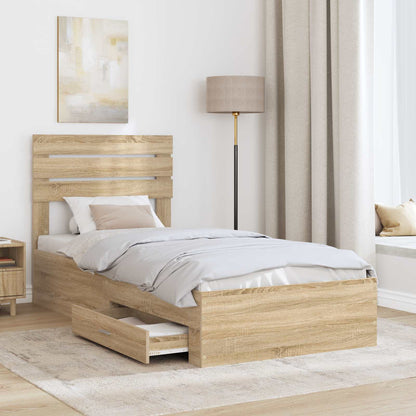 Bed Frame with Headboard Sonoma Oak 90 x 190 cm Engineered Wood