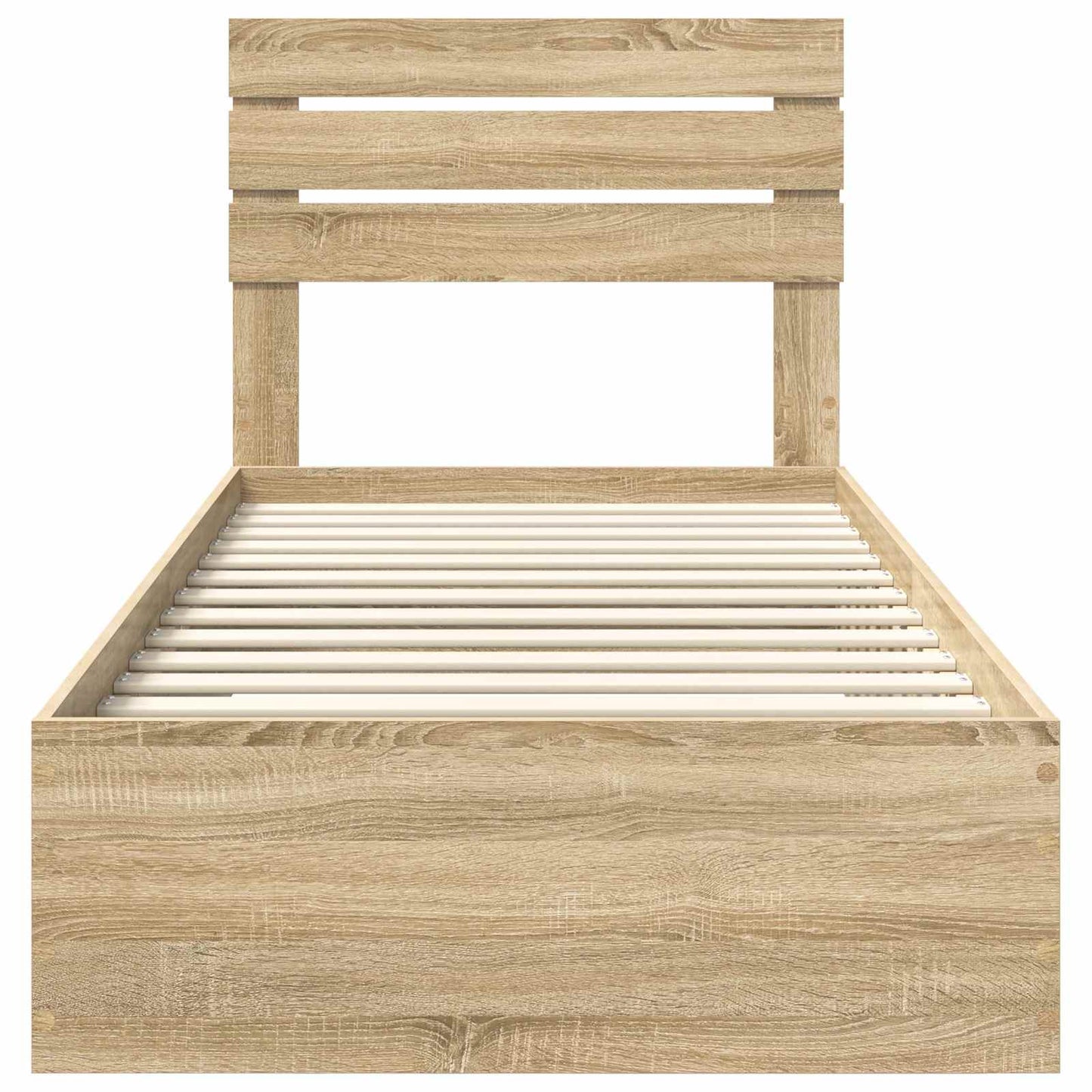 Bed Frame Sonoma Oak and Silver 75 x 190 cm Engineered Wood