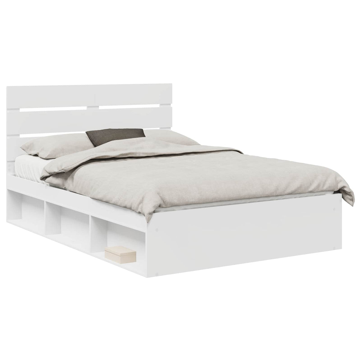 Bed Frame with Headboard White 160 x 200 cm Solid Pine Wood
