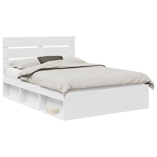 Bed Frame with Headboard White 160 x 200 cm Solid Pine Wood